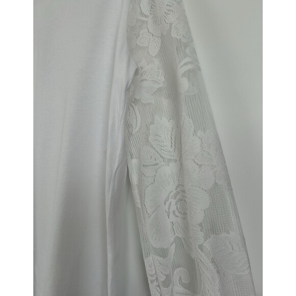 See By Chloe Lace Sleeve White Tee Shirt Top Womens Size Large Long Sleeve - Picture 5 of 13